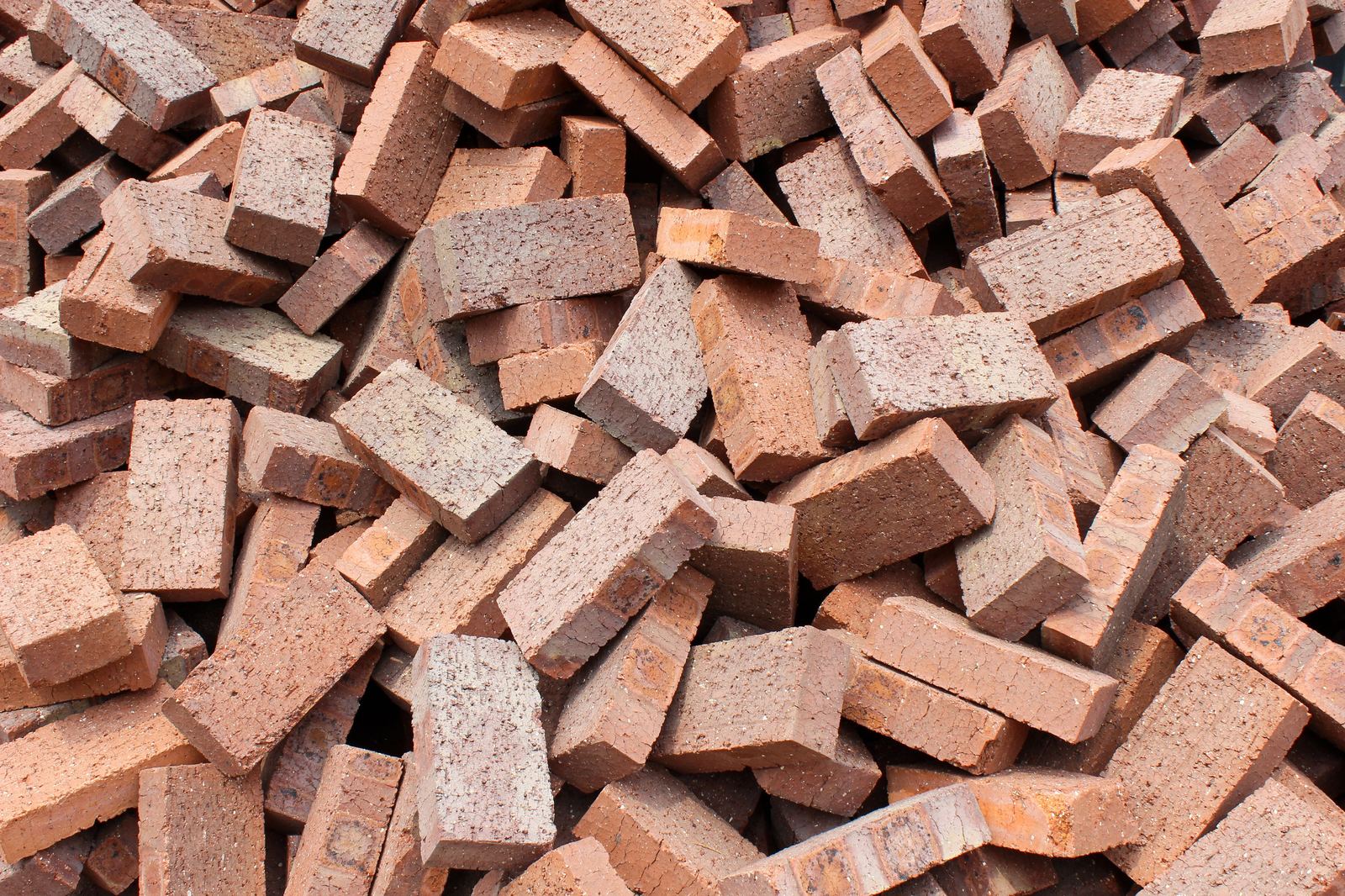 Pile of burnt clay bricks